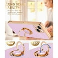 thumbnail image 3 of for iPhone 15 Case with Stand 360° Rotatable Ring Holder Magnetic [with 2 Screen Protector] Kickstand Gold Plating for Women Men Shockproof Protective Phone Case Cover for iPhone 15, Purple, 3 of 14
