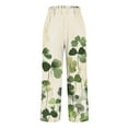 thumbnail image 4 of QATAINLAV St Pattys Day Women's Holiday Wide Leg Pants 2025 Summer Comfy Lightweight Linen Beach Pants Casual Elastic Waist Yoga Pants with Pockets Green XXXL, 4 of 6