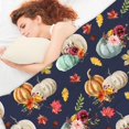 thumbnail image 4 of Fleece Throw Blankets, Fall Decor Throw Blanket with Pumpkins Leaves on Blue Background for Couch Sofa Bed, Luxury Soft Lightweight Fuzzy Cozy Flannel Blanket Autumn Decor 50" x 60", 4 of 6