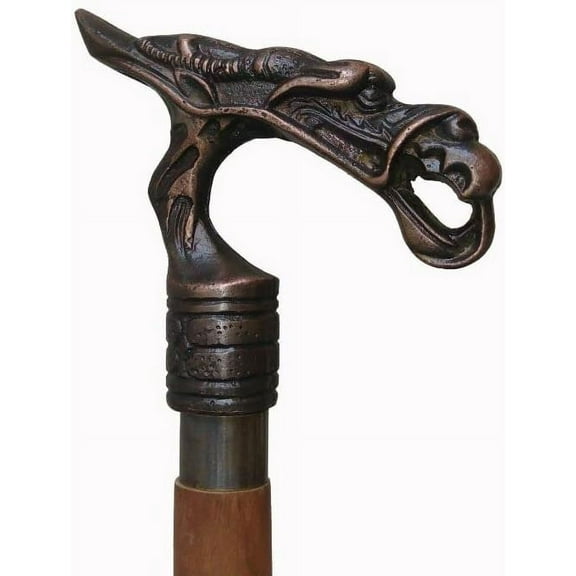 Victorian Aluminum Dragon Handle Walking Stick Vintage Nautical Gift Wooden Cane Rustic Vintage Home Decor Gifts