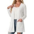 thumbnail image 7 of Women's Lightweight Cardigan Long Sleeve Sweater Open Front Casual Fall Cardigans with Pockets,White M, 7 of 7