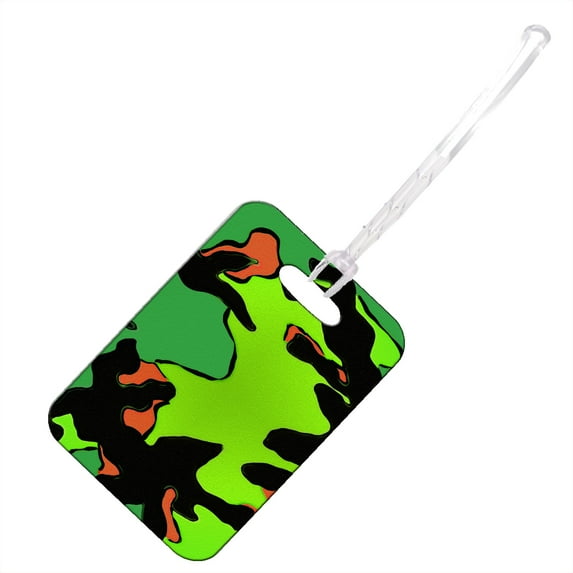 KuzmarK Luggage Travel Bag Tag - Camoflauge Green Pop