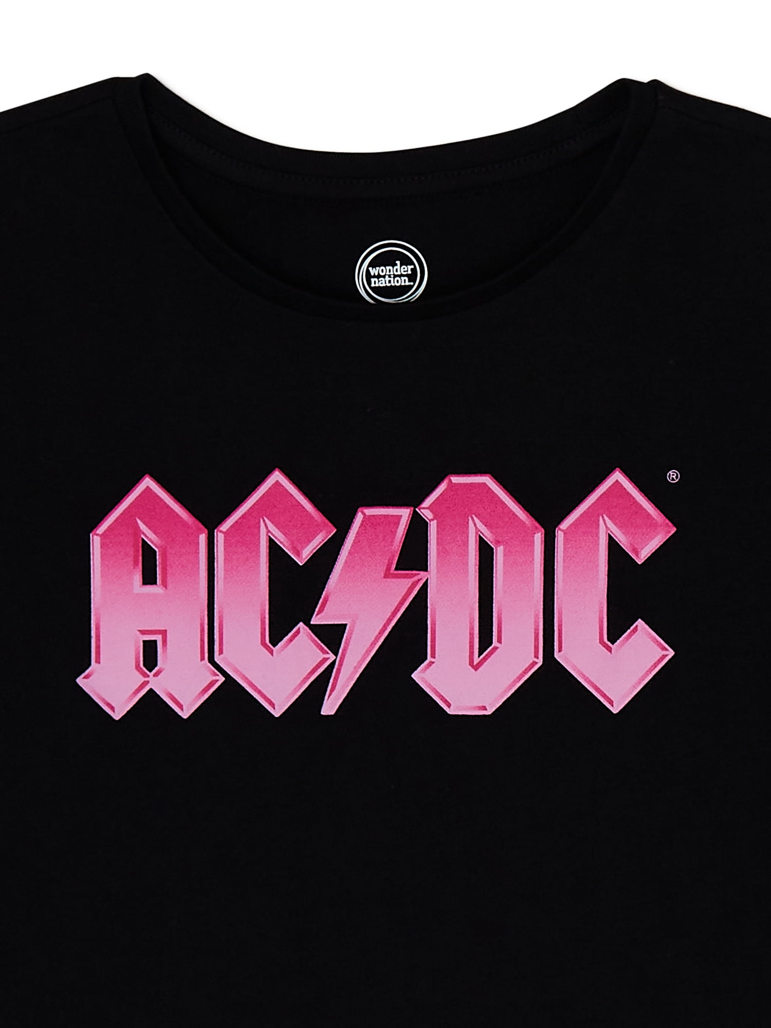 Wonder Nation Girls ACDC Logo, Crew Neck, Short Sleeve, Graphic T-Shirt, Sizes 4-18