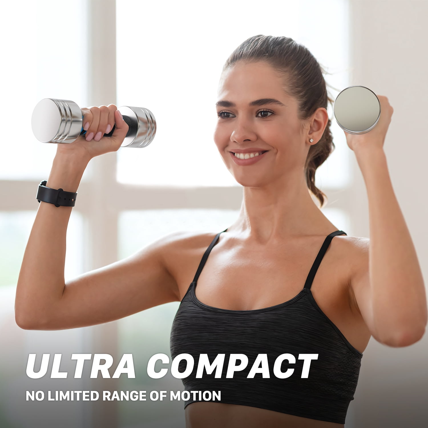 Chromed Steel Dumbbell Set 5 lb Pair (3 lb / 4 lb / 5 lb) Ultracompact & Adjustable Dumbbells Set with Foam Handles Home Gym Workout (2 × 5 lb)