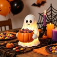 thumbnail image 3 of Halloween Candy Bowl Ghost Figurine, 6" Cute Resin Boo Ghost Statue with Warm LED Lighting, Halloween Decorations Indoor, Home Party Fall Decor for Porch Mantel Tabletop, Party Supply, 3 of 7