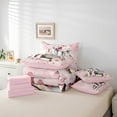 thumbnail image 5 of Manfei Pink Fashion 7-Piece Twin Bedding Sets,Bling Glitter Bedding Comforter Set,Chic Flower Breathable Sheet Sets,Microfiber Girls Bedroom Decor,Reversible, 5 of 7