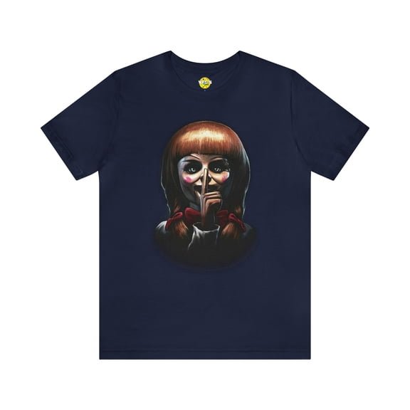 Halloween Annabelle Face Short Sleeve T-Shirt - Creepy Doll Horror Movie