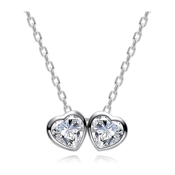 Moissanite Pendant Necklace for Women 0.5/2CT Center Stone D Color VVS1 Clarity Round Brilliant Cut 925 Sterling Silver Ribbon