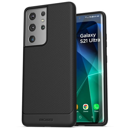 Encased Samsung Galaxy S21 Ultra Case (Thin Armor) Slim Flexible Grip Phone Cover (Black)