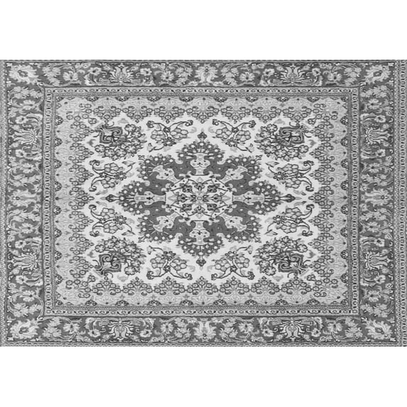 Ahgly Company Indoor Rectangle Medallion Gray Traditional Area Rugs, 5' x 7'