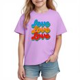 thumbnail image 3 of Piuwrlz Girl Graphic Shirts Tops Girls Short T-Shirts Sleeve Cotton Pullover Purple Size 3 Years, 3 of 10