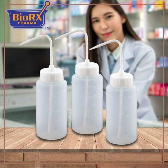 Wash Bottle 500mL / 16oz (Pack of 6) LDPE Narrow-Mouth - Squeeze Bottle - (For pets, veterinary, liquid dispenser, water transfer) by BioRx Sponix