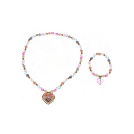 Wonder Nation 2 Pack Heart Stretch Necklace and Bracelet Set (Girl's)