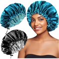 thumbnail image 1 of wonima11 2pcs Reversible Large Satin Bonnet for Sleeping, Adjustable Drawstring Silky Bonnet for Women Braids Curly Hair, B, 1 of 1