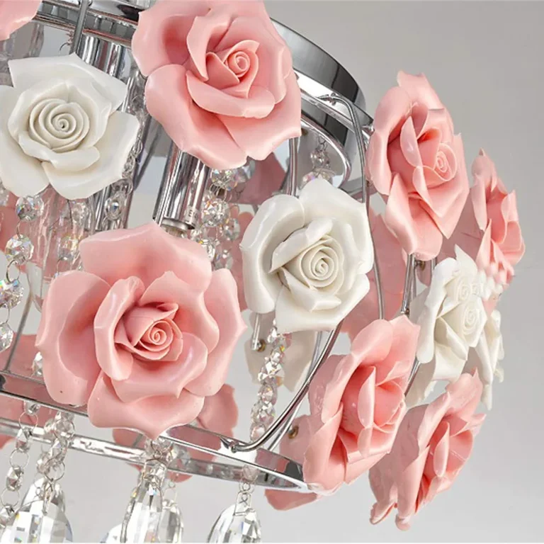 Pink flower ceiling clearance light