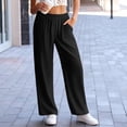 thumbnail image 6 of Amzcrzy Women'S Pants with Pockets Elastic Waist Linen Straight Leg Pants Versatile Summer Lounge Pant with Button Casual Solid Color Pants for Women, 6 of 7