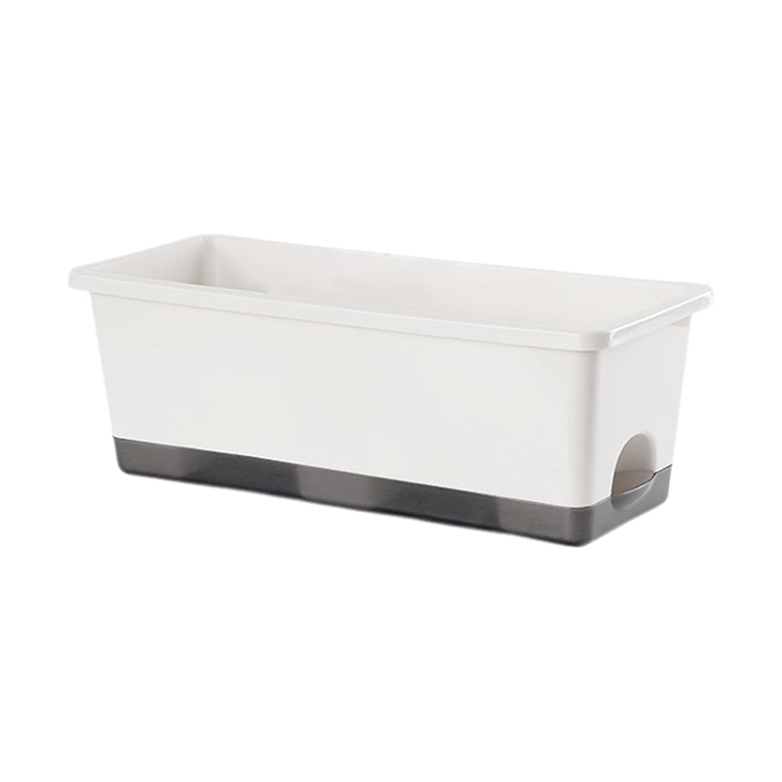 Colaxi Window Box Planter Windowsill Planter Organizer Balcony Planter Box Unique Plant Container Rectangular for Yard Porch Balcony White 1pc