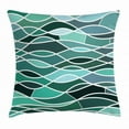 thumbnail image 1 of Seafoam Throw Pillow Cushion Cover, Stained Glass Pattern with Wavy Lines and Mosaic Abstract Geometric Composition, Decorative Square Accent Pillow Case, 20 X 20 Inches, Multicolor, by Ambesonne, 1 of 2