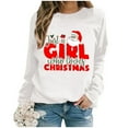 thumbnail image 5 of VBARHMQRT Chandail à Capuchon for Women Mode de Noël pour Femmes Père Noël Imprimé Lettre Manches Longues Col Rond Chandail à Capuchon, 5 of 5