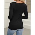 thumbnail image 5 of Long Sleeve Shirts for Women Fall Outfits Knit Tops Scoop Neck Slim Fit Basic Tee, 5 of 6