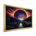 thumbnail image 2 of Designart "Train Tracks to the Sky on Starry Night III" Transportation Framed Wall Art Decor - Modern Blue Train Entryway Framed Wall Art, 2 of 6