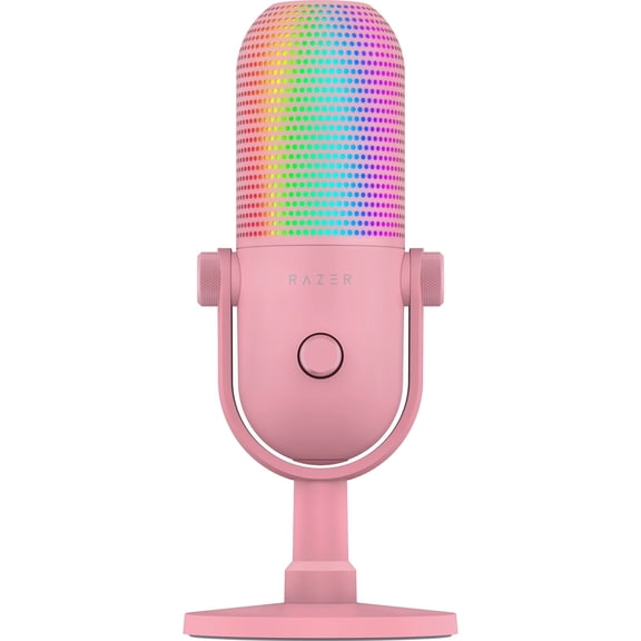 Open Box Razer Seiren V3 Chroma USB Mic with RGB Lighting Microphone with Tap-to-Mute, Quartz