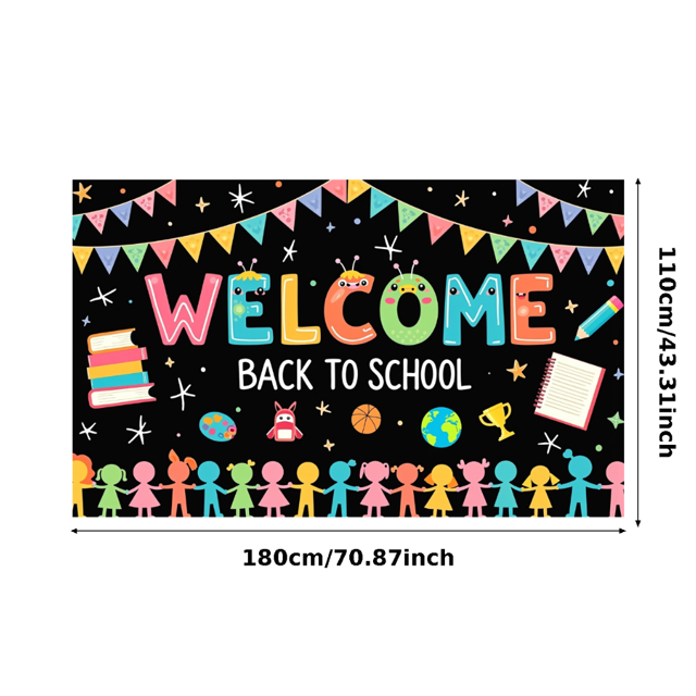 Colorful Design Back to School Banner Educational Theme Welcome Decoration for Classroom Decor School Event Kids Party