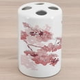 thumbnail image 1 of Almond Blossom Ceramic Toothbrush Holder, Sakura Flower in Bloom with Watercolors Spring Nature Elements Chinese, Decorative Versatile Countertop for Bathroom, 4.5" X 2.7", Coral Dark Coral, 1 of 4