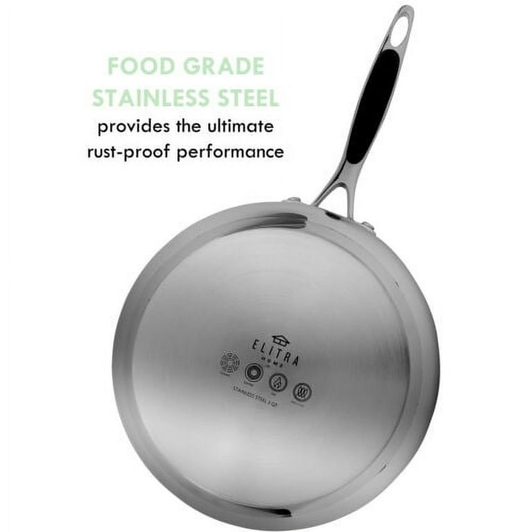 Elitra Stainless Steel Sauce Pan, 3 Quart, Silver 