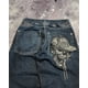 thumbnail image 5 of Pantalones vaqueros holgados de estilo retro Y2K con bolsillos y bordados de calaveras, diseño moderno, cintura alta, botones, pierna recta y ancha, 5 of 5