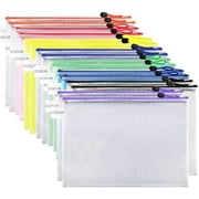 16pcs Mesh Zipper Pouch Document Bag, Waterproof Zip File Folders, Letter Size/A4 Size, for Office Supplies, Travel