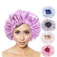 thumbnail image 2 of Double Layer Satin Shower Cap Large Chemotherapy Beauty Perm Cap With Adjustment Buckle for Hair Protective, 2 of 9