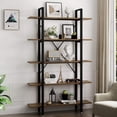 thumbnail image 2 of 5 Tier Bookshelf -Yoleo Vintage Industrial Bookshelf, 5 Shelf Etagere Bookshelves and bookcases with Metal Frame & Wood, Home Office Storage Book Shelf Walnut Brown, 2 of 7