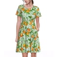 thumbnail image 1 of Bixox Robe d'Été à Manches Courtes pour Femmes Robe Ample Longueur Genou avec Poches-Tangerine, 1 of 7