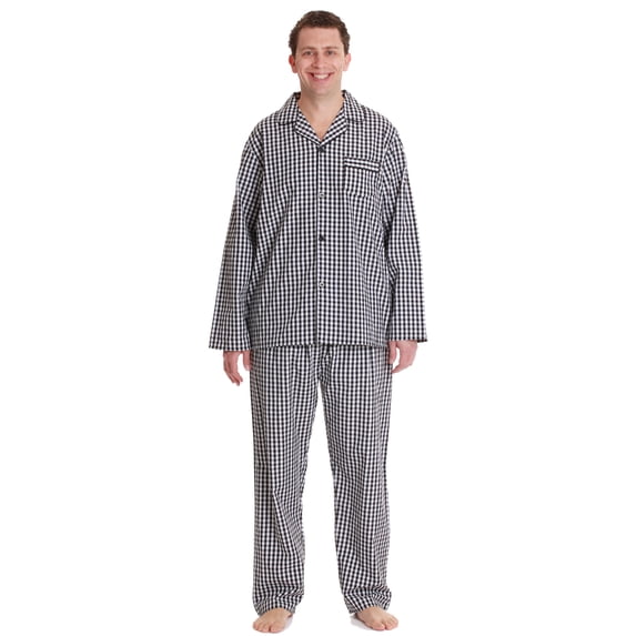 #followme Plaid Pajama Set for Men (White Black, X-Large)