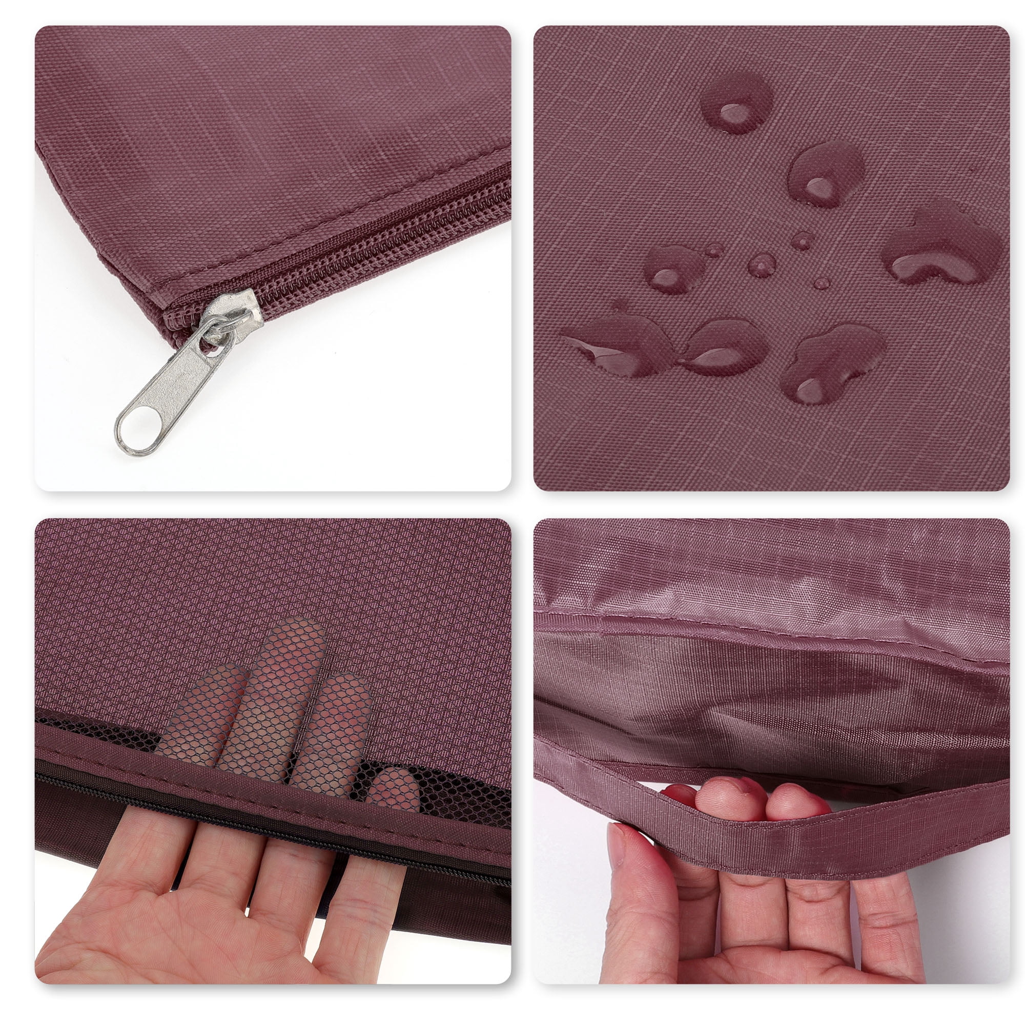 Unique Bargains 8Pcs Zipper Design Packing Cube Set for Luggage Wine Red