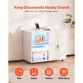 thumbnail image 2 of KFFKFF 3-Drawer Wooden File Cabinet with LED Light, Lockable Rolling Storage Unit with Adjustable Shelves & 5 Wheels, Freestanding Printer Stand for Home, Office, or School, White, 2 of 9