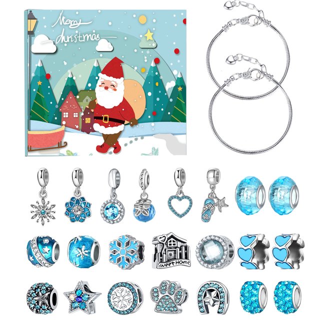 Conjunto de caja de regalo Fiudx con calendario de cuenta regresiva joyas azul oscuro azul morado