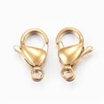 thumbnail image 2 of 100pc 304 Stainless Steel Lobster Claw Clasps Parrot Trigger Clasps Real 24K Gold Plated 13x8x4mm Hole: 1.5mm, 2 of 2