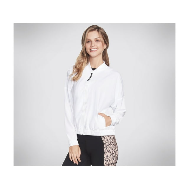 Skechers Veste Bomber Explore pour Femmes, Blanc, TTG