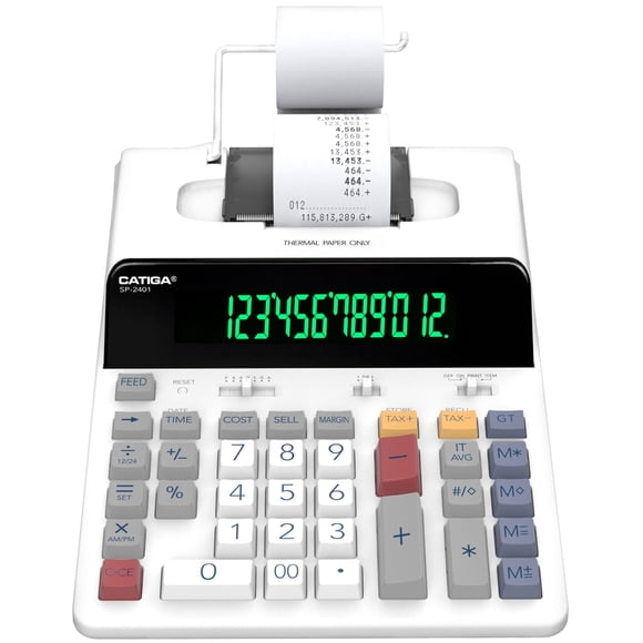 Calculadora CATIGA SP-2401 con impresión térmica sin tinta, 12 dígitos