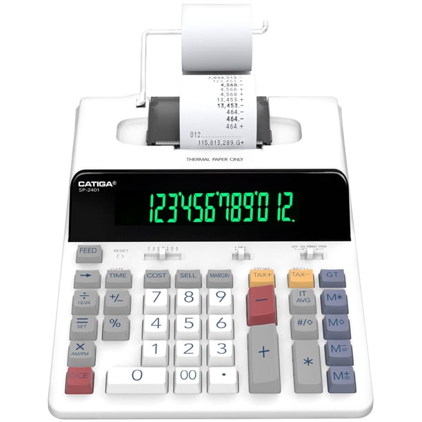 Calculadora CATIGA SP-2401 con impresión térmica sin tinta, 12 dígitos