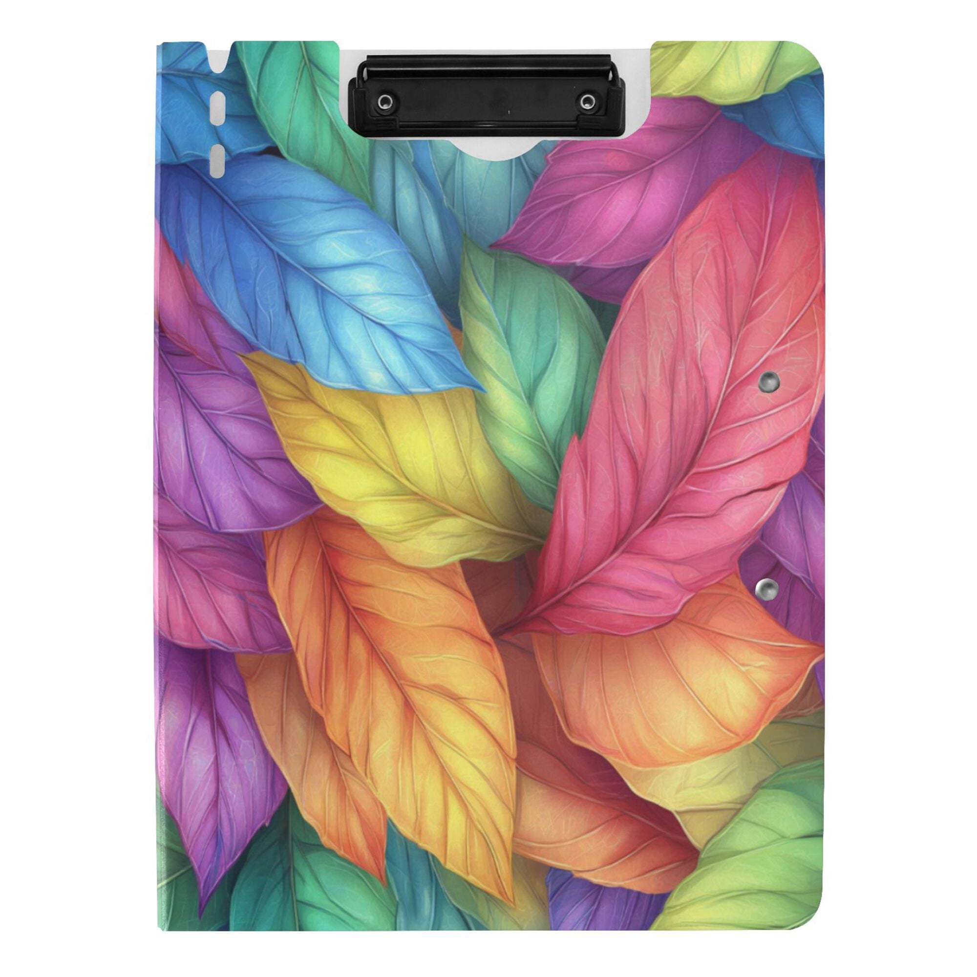 FORMRS A4 Clipboard Folder with Pen Holder Horizontal Foldable School Office Binder, Vibrant Leaves Pattern