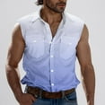 thumbnail image 2 of VBTAPA Men's Sleeveless Gradient Shirts Summer Casual Beach Button Down Tank Top Collared Vest Shirt with Pockets Sky Blue XXXL, 2 of 6