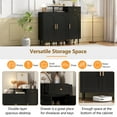 thumbnail image 5 of Elegant Shoe Cabinet with Arched Doors and Drawer, Wooden Shoe Storage Cabinet, Storage Sideboard with Adjustable Shelves and Solid Wood Legs for Entryway, Living Room, Black, 5 of 9