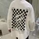 thumbnail image 2 of Camiseta a cuadros de gran tamaño para hombre, jersey de cuello redondo, sudaderas coreanas de gran tamaño, diseñador original, nueva ropa para hombre, 2 of 5