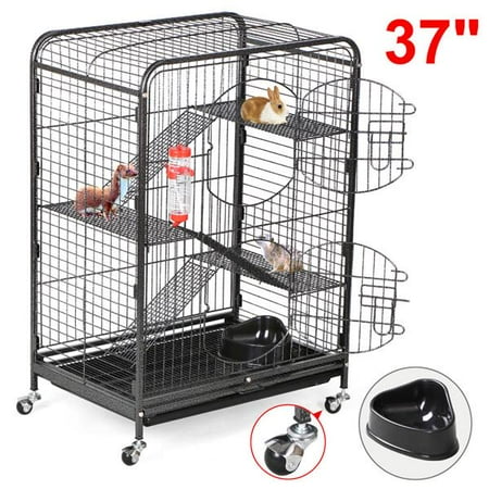 - Yaheetech 37'' Metal Ferret Black Cage w/ Feeder and Wheels