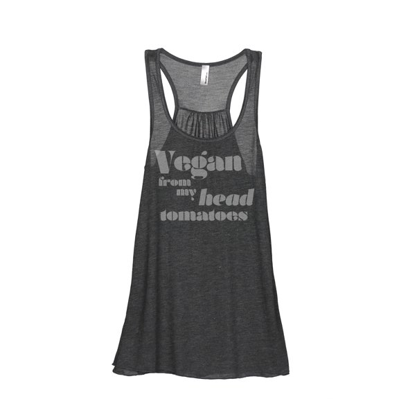 Thread Tank Vegan From My Head Tomatoes Women's Sleeveless Flowy Racerback Tank Top Charcoal Small