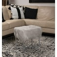 thumbnail image 3 of BirdRock Home Rectangular Grey Faux Fur Foot Stool Ottoman with Grey Legs, 3 of 7