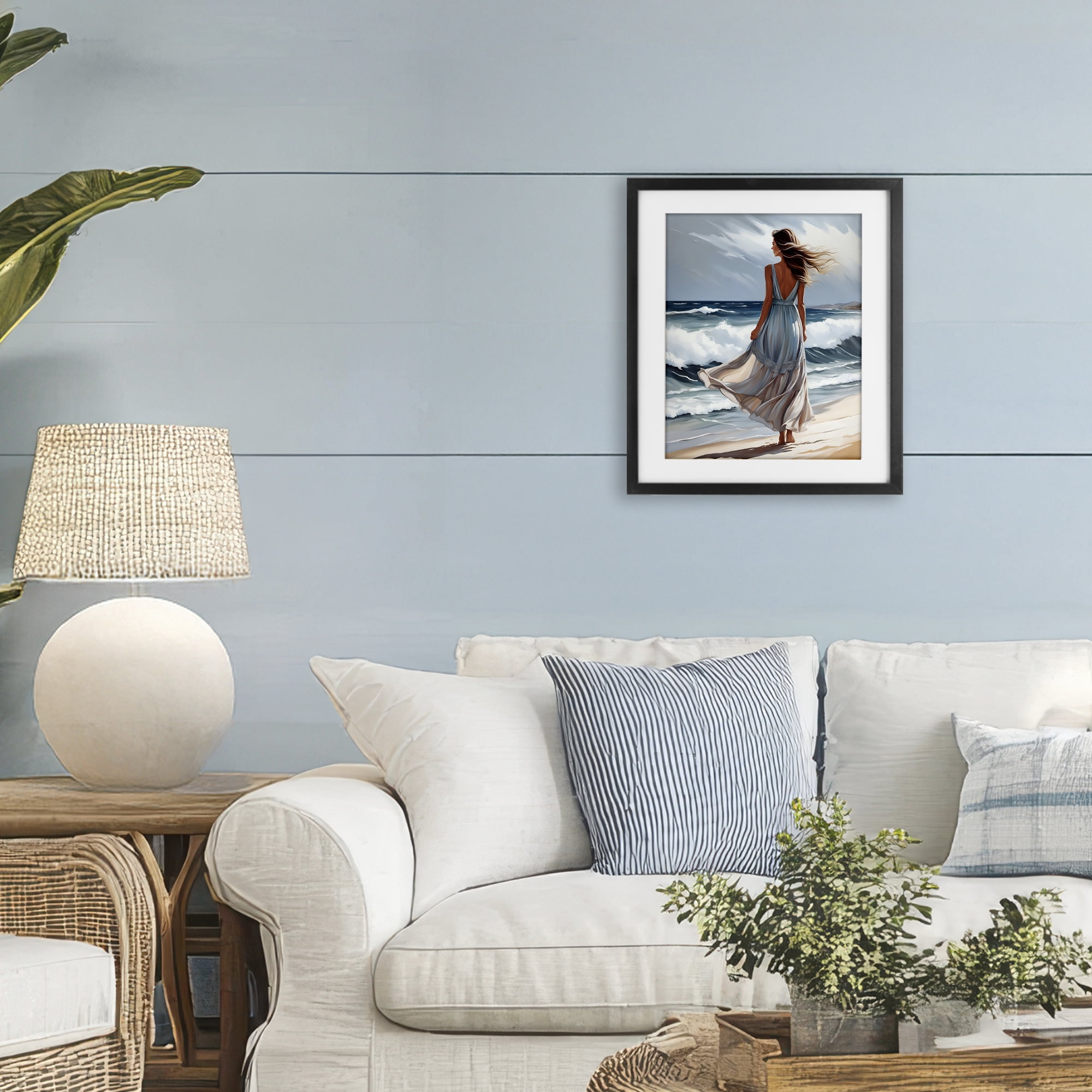 Stupell Industries Walk In The Waves Black Framed Print Under Glass, design by Tabz Jones